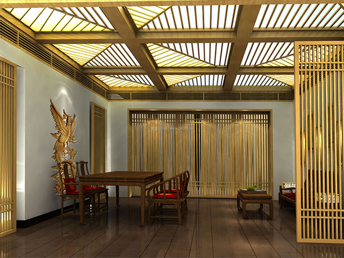 新中式风格室内吊顶设计装修图片_装信通网效果图