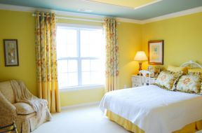 田园风格卧室黄色墙面装修效果图照片