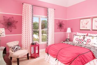 田园风格卧室粉色墙面装修效果图照片