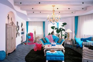 小户型地中海风格设计客厅实景装修效果图片