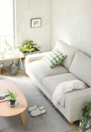 小户型客厅实景双人沙发装修效果图片