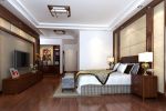 中式家装风格卧室床头软包背景墙效果图
