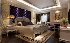 豪华欧式风格卧室床头软包背景墙效果图