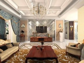 最新欧式家装客厅窗帘搭配设计效果图