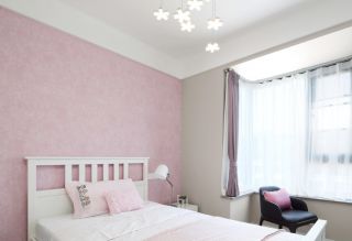室内现代简约风格粉色墙面装修效果图片