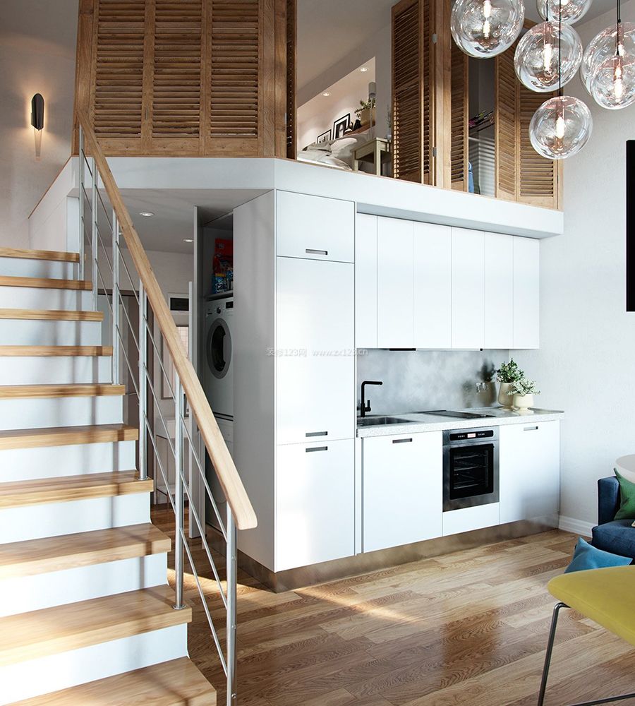 现代家装小复式楼梯设计效果图