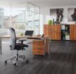 办公室简单装修深灰色木地板效果图片