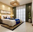 中式风格卧室床头背景墙壁纸装修效果图片