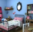 简约卧室蓝色墙面装修设计效果图片