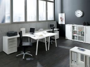 办公室简装修深灰色木地板效果图片