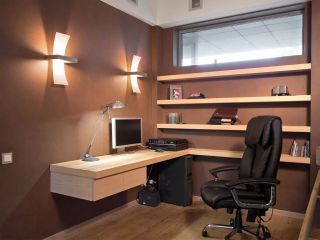 办公室装修管理褐色墙面装修效果图片
