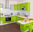 简约家装风格小厨房绿色橱柜装修效果图片