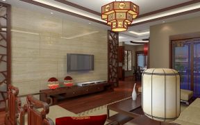 新中式客厅红木电视柜装修效果图片
