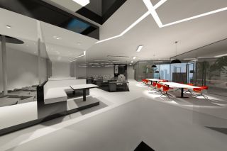 现代简约黑白风格工装办公室效果图 