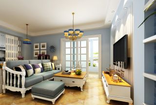 现代田园风格小户型客厅沙发装修图片