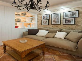 简约美式风格小户型客厅沙发效果图