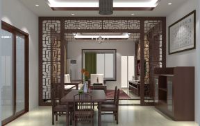中式风格家居餐厅实木餐桌装修设计效果图片
