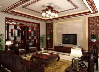 中式风格家居室内博古架设计效果图