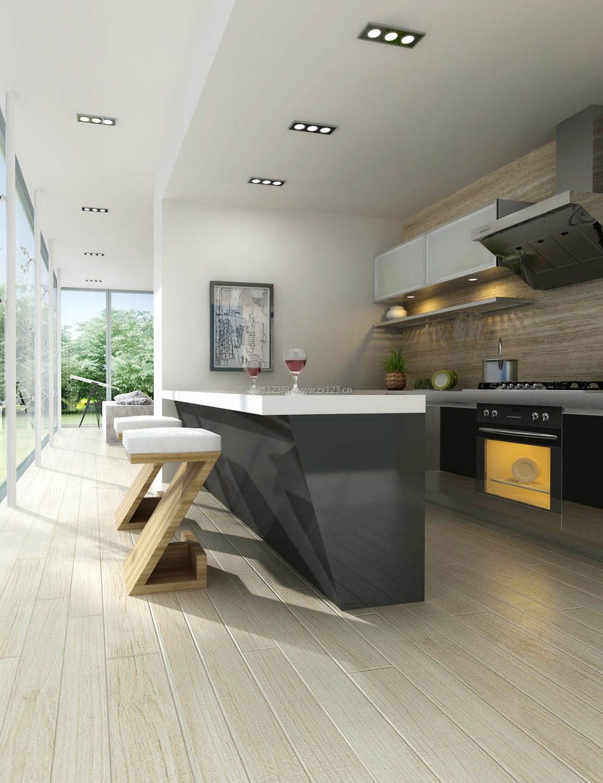 120平米开放式厨房吧台装修效果图