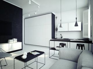 30平米一居室现代简约客厅布置效果图