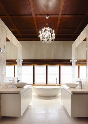 超现代家装浴室木质吊顶装修效果图片