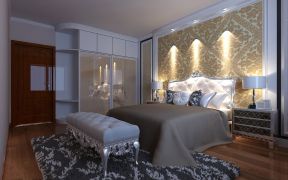 家装卧室金色壁纸装修设计效果图片