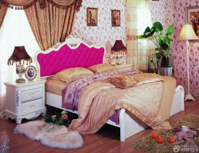 欧式家装女生卧室花朵壁纸装修效果图片