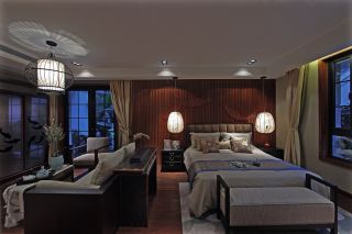 中式家装风格小户型客厅卧室一体装修图