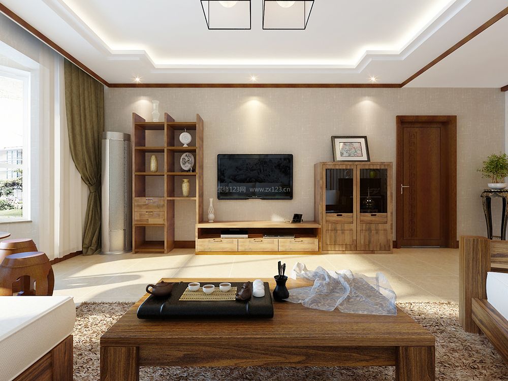 现代120平米中式客厅装修效果图片
