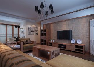 简约中式风格室内小户型客厅装修设计效果图片