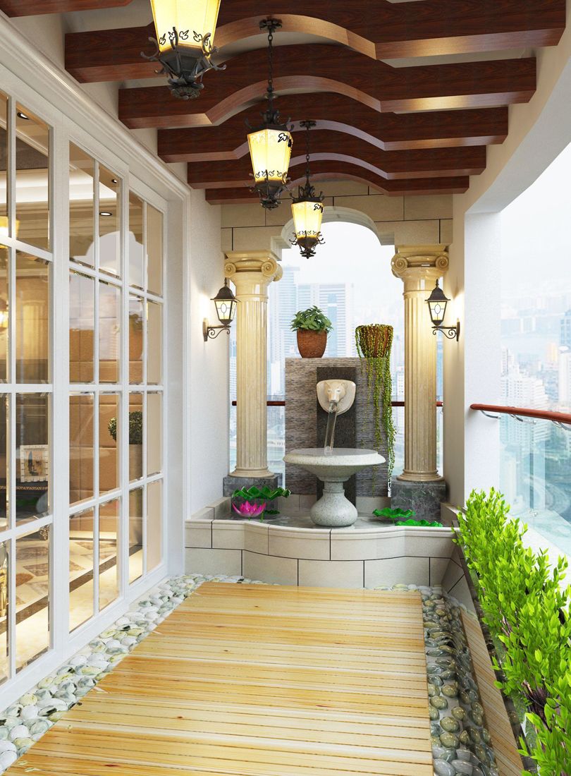 简约阳台木质吊顶装修效果图片