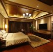 中式风格别墅卧室木质吊顶装修设计效果图片