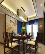 中式风格别墅家装餐厅壁画设计效果图