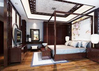 中式风格别墅卧室隔断装修效果图