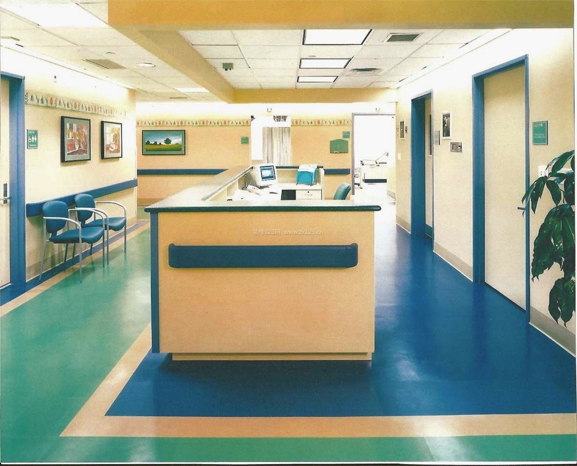 医院室内蓝色地板装修效果图片