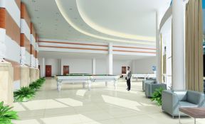 医院大厅走廊效果图 米白色地砖装修效果图片