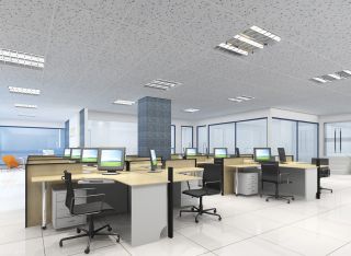 简约现代办公室风格铝板吊顶装修效果图片