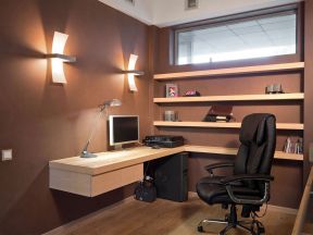 小办公室设计图 褐色墙面装修效果图片