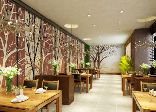 2023温馨小型茶餐厅墙面装饰装修效果图片