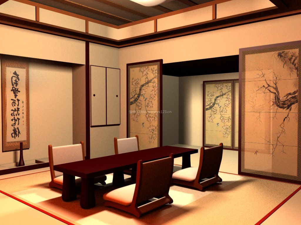 日式办公室装修室内装饰设计效果图