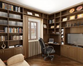 美式风格办公室书柜 简约美式装修效果图