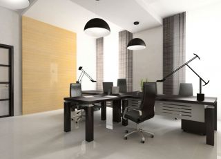 现代简约黑白风格办公室室内装修图 