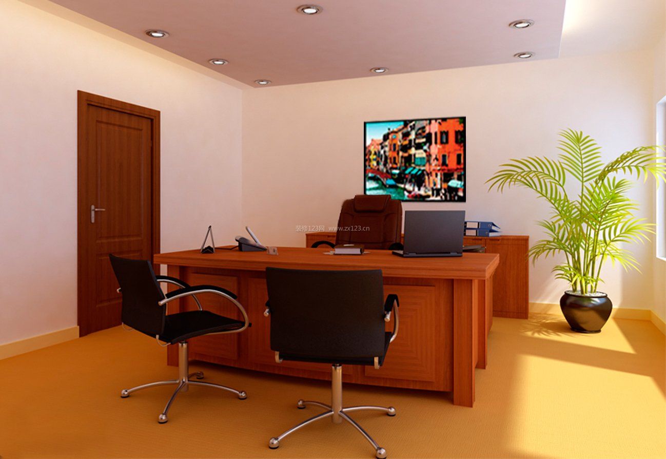 办公室新中式装修风格室内装饰设计效果图 