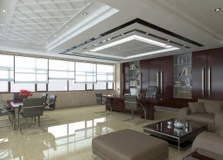 新中式风格办公室装修吊顶设计效果图片