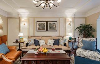 美式田园混搭风格客厅沙发颜色装修效果图片
