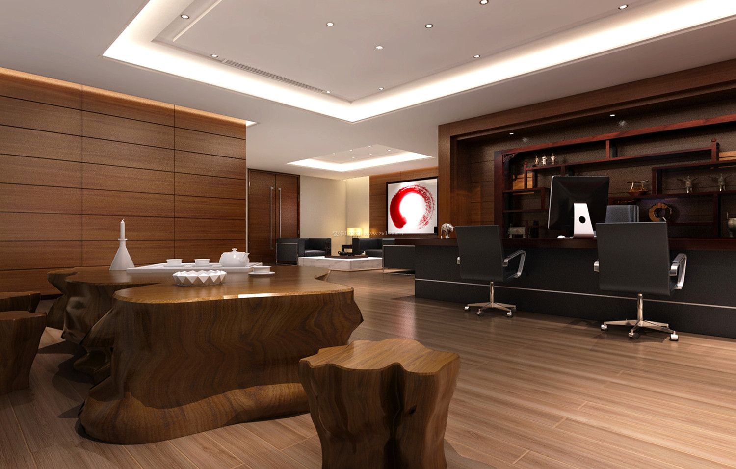 老板办公室实木地板装修效果图片