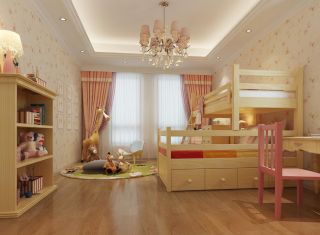 大型别墅设计女生卧室风格粉色窗帘装修效果图