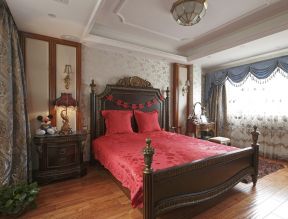 美式小卧室风格木床装修效果图片