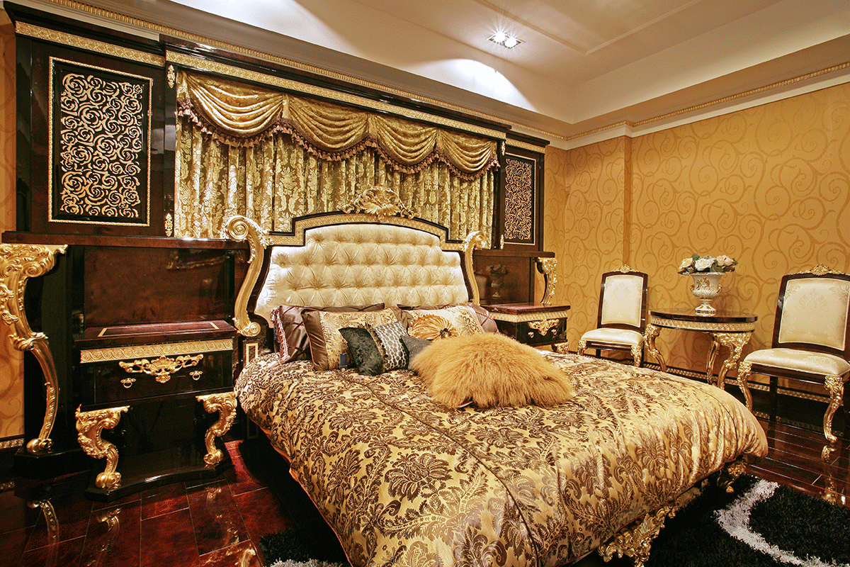 古典欧式别墅卧室窗帘装修效果图片