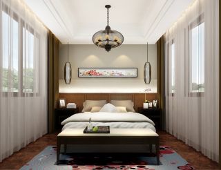 中式别墅建筑卧室装饰装修效果图